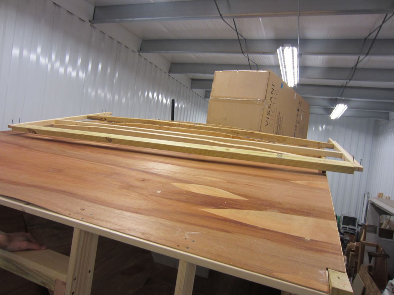The new portion of the rafters about to be put in place.