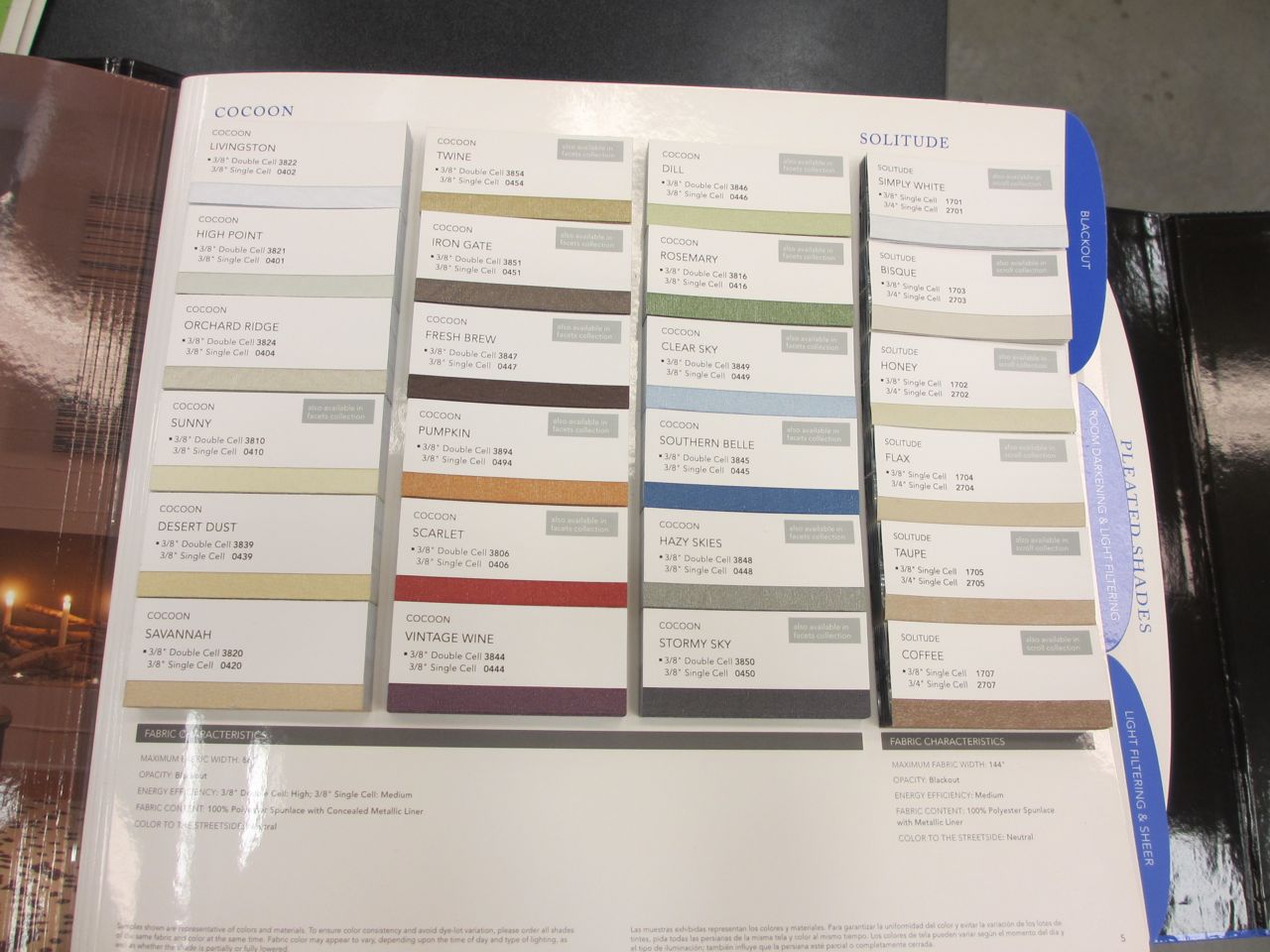  A huge sample book was handed to us with numerous colors and styles of cellular blinds to choose from! 