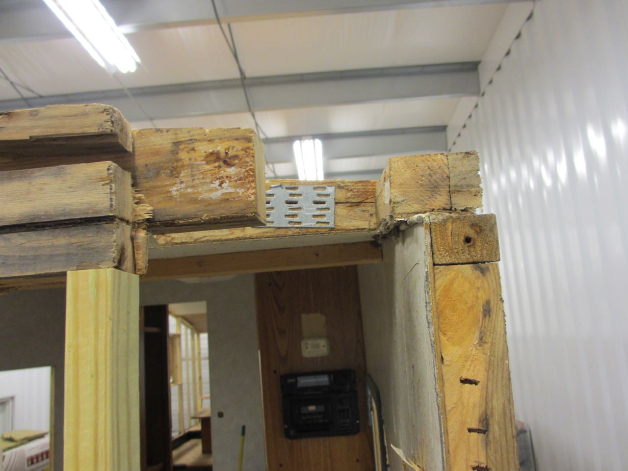 A top section of the roof in the kitchen was also removed due to water damage.