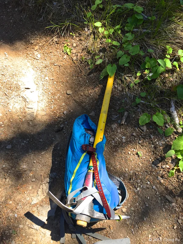 And you borrow straps to tie A pulaski to your pack.