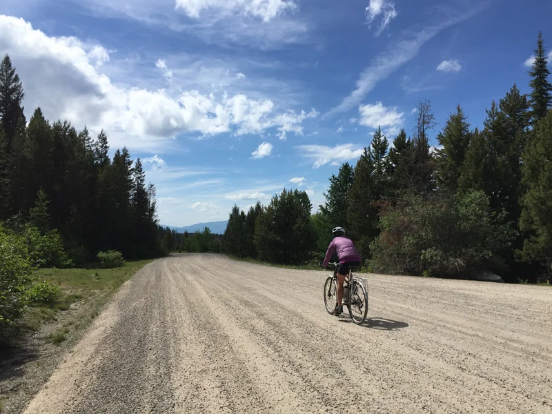 Biking along the Garnet Range Backcountry byway, which climbs 2,000 ft. to Garnet.
