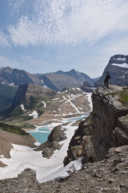 Partial view of Grinnell Lake and Glacier from the first gap on the Garden Wall.