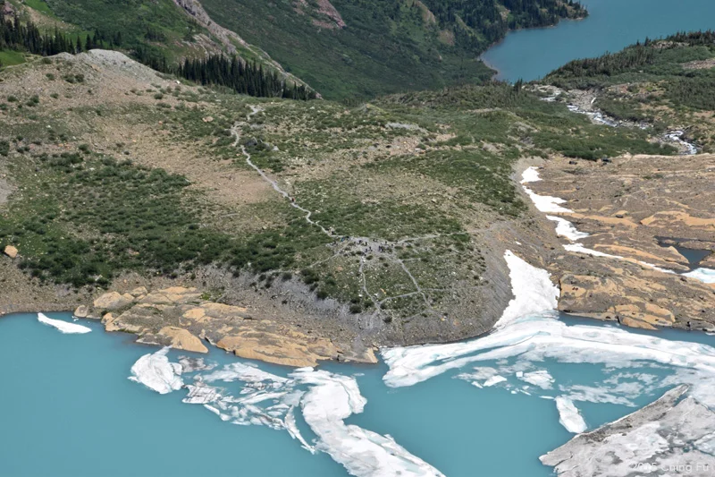 View of Grinnell Glacier trail from above.