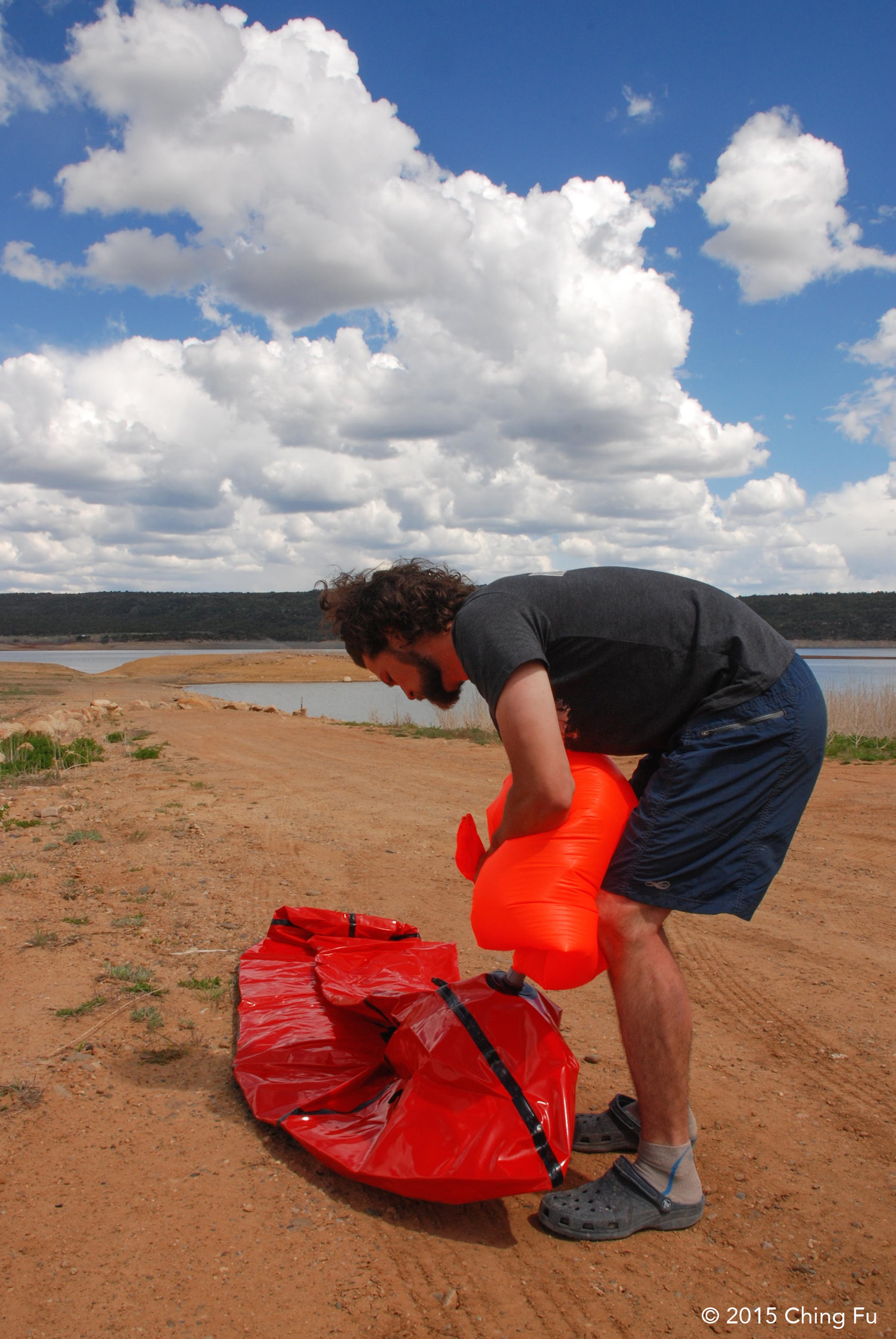 Pumping up the Alpacka.