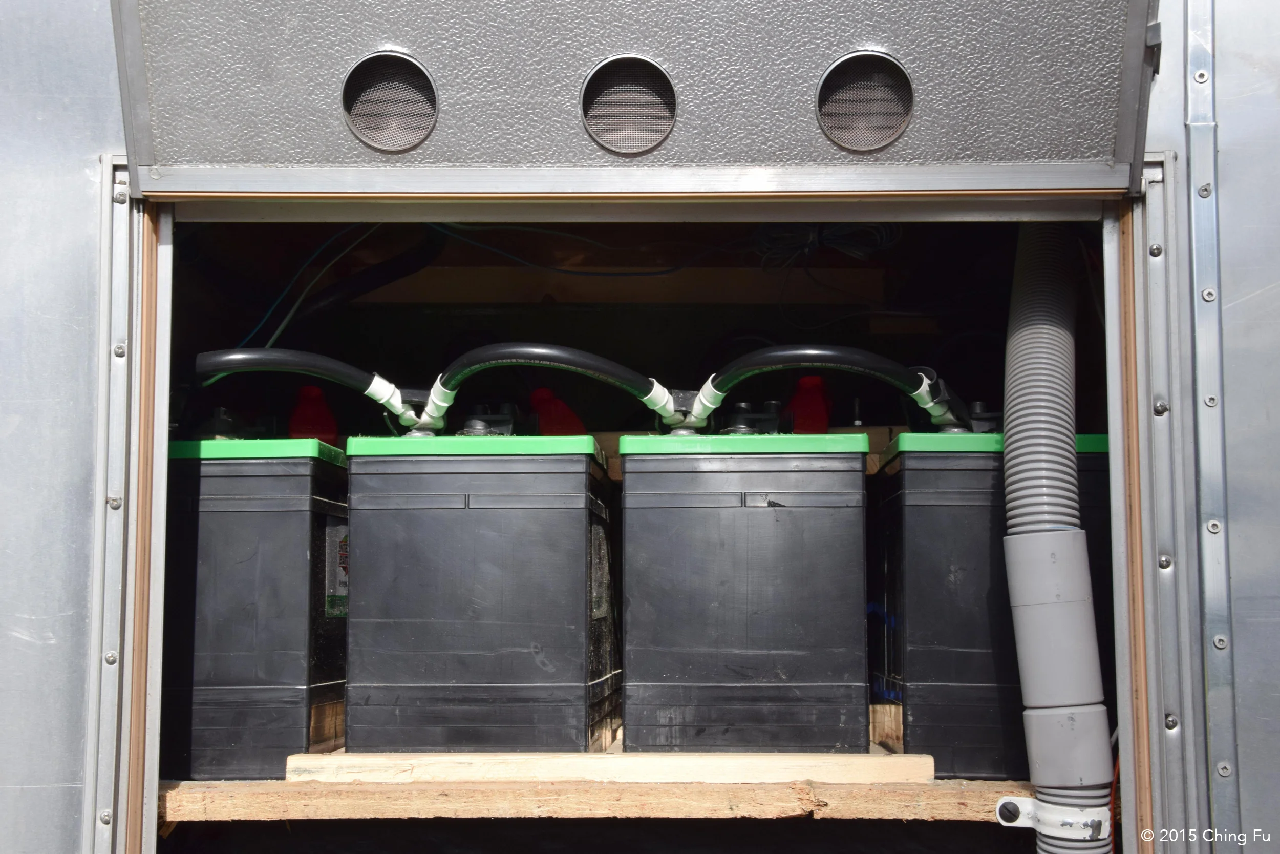We replaced our propane tanks with 8 batteries to power the Toaster.