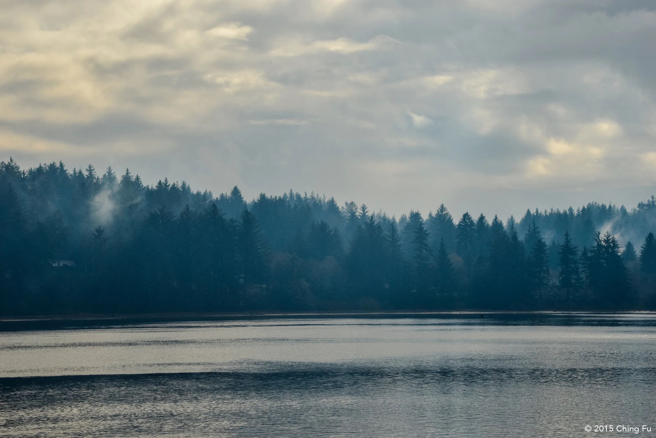 Smoky view of the Siuslaw River.