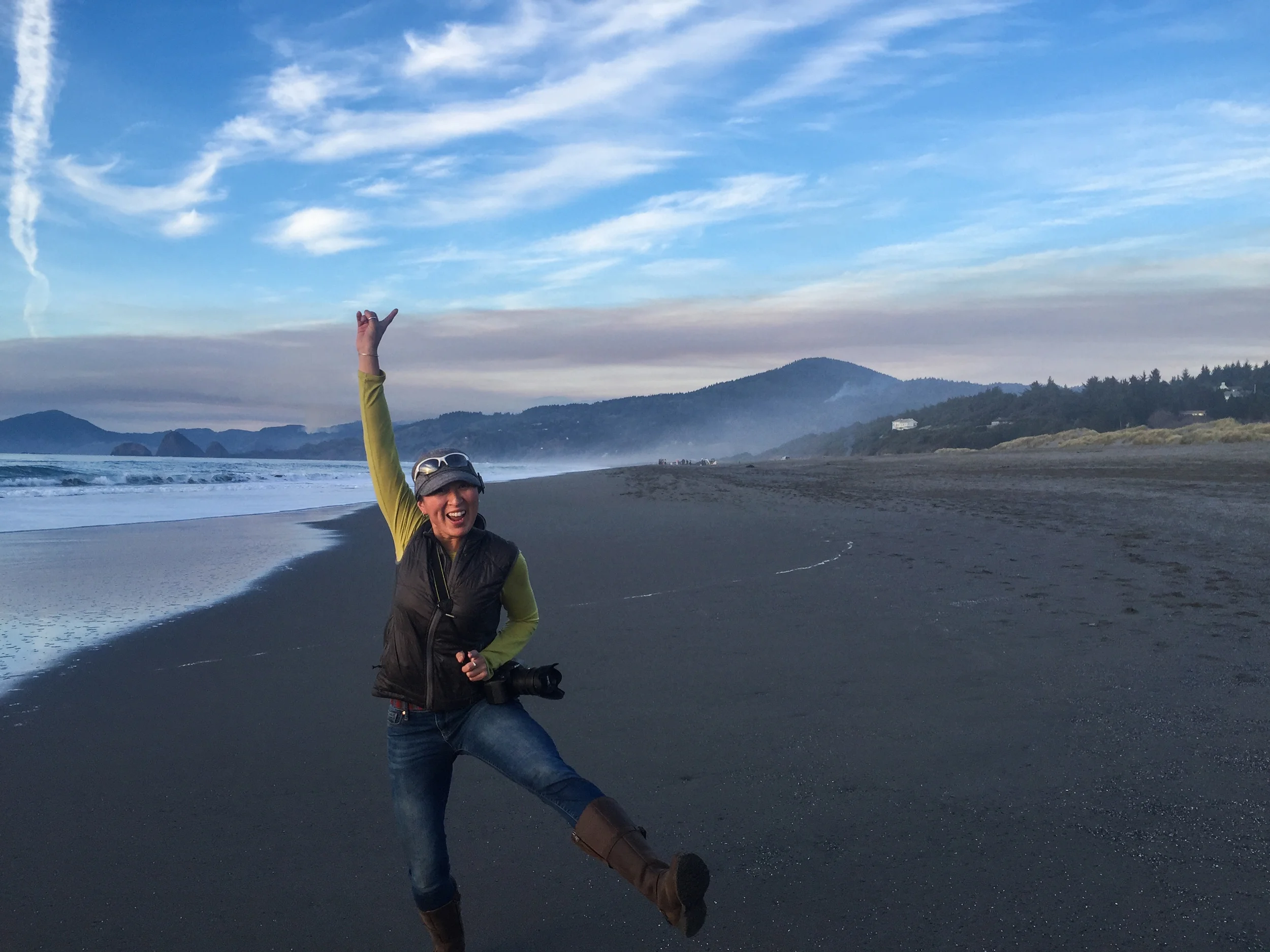 Apparently I am very excited to see a dead blue whale.