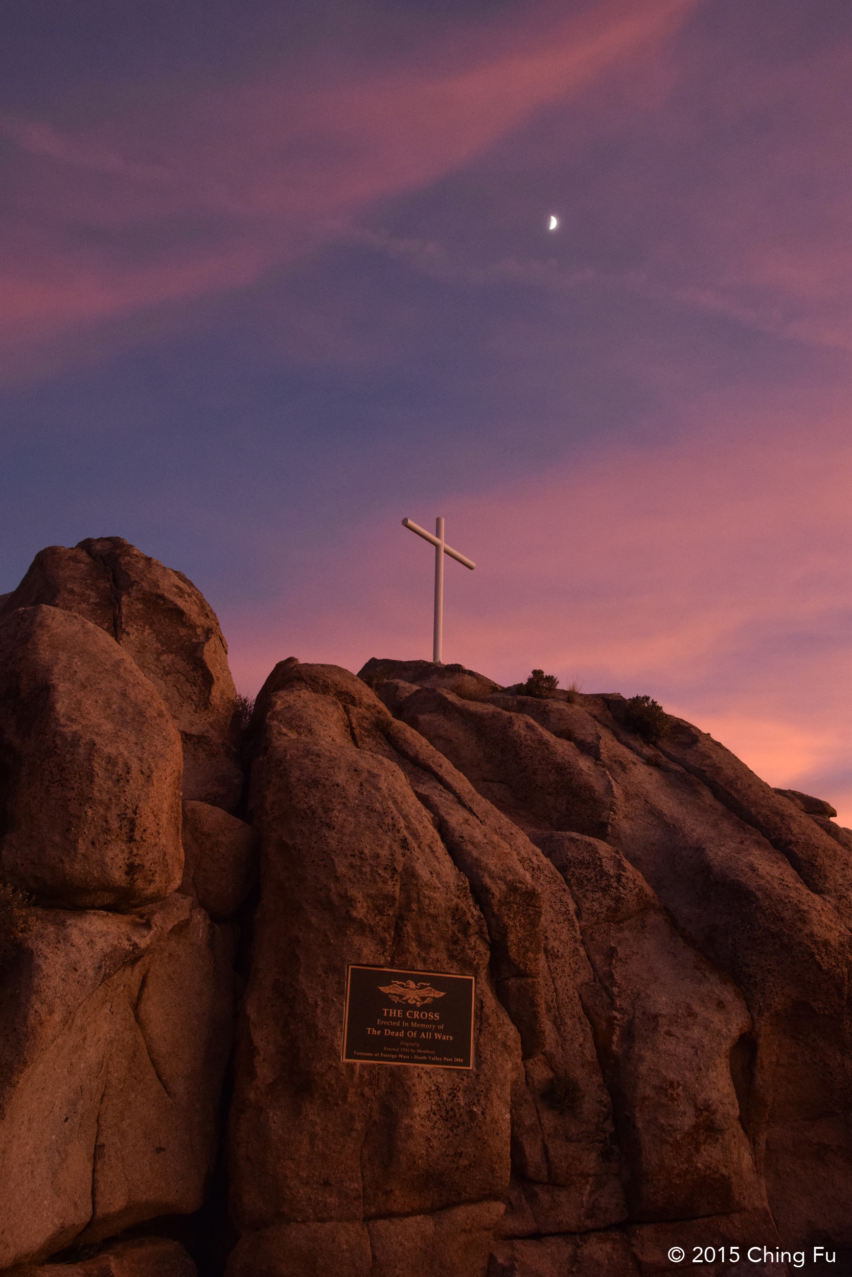 We boondocked behind Sunrise Rock aka Mojave Cross. The original cross was erected in 1934 in honor of those who died in war.