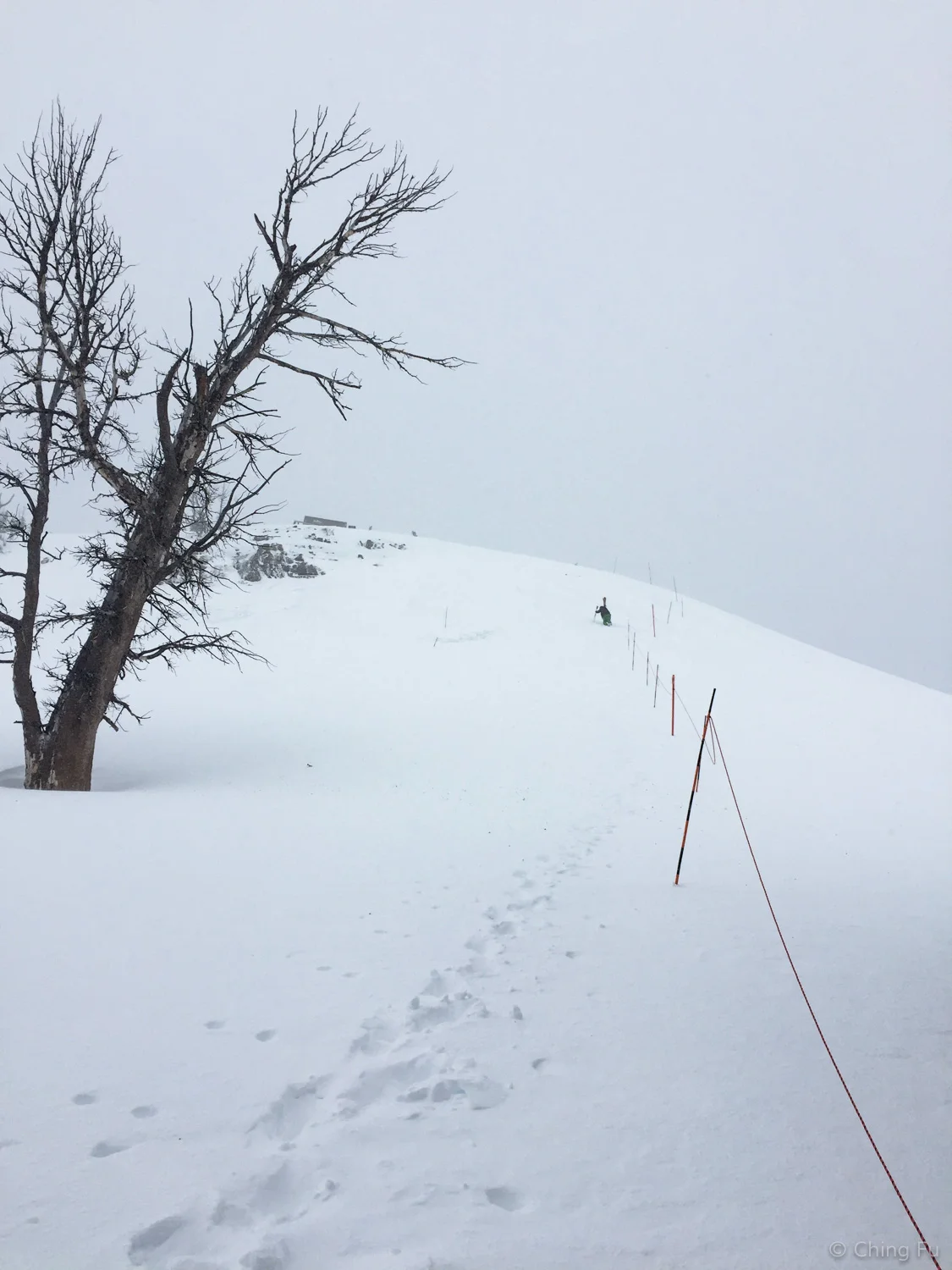 Hiking up Headwall at Jackson Hole Ski Resort.