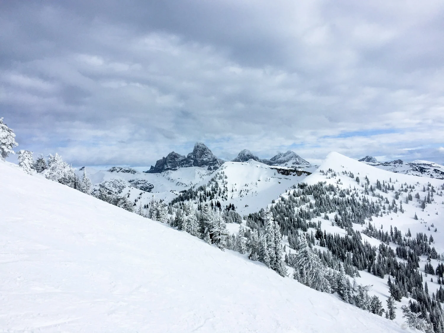 View of the Tetons from Grand Targhee Ski Resort.