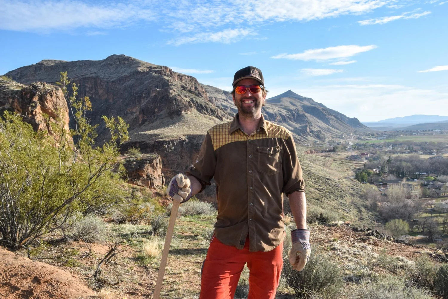 We went out and did trail work with Quinn, co-owner of Over the Edge Sports.