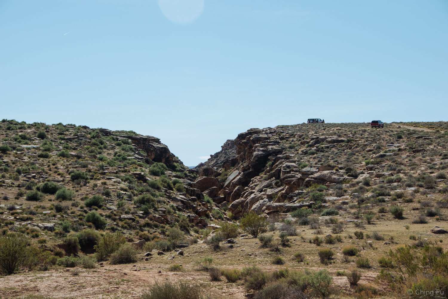 The top of the mesa is where you can park to set up top ropes.