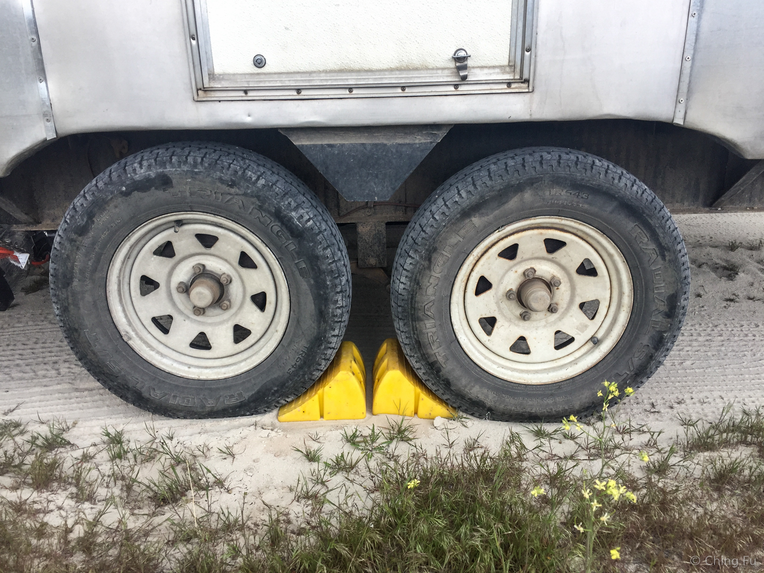 Step #6: Chock the tires on the side you're not working on.