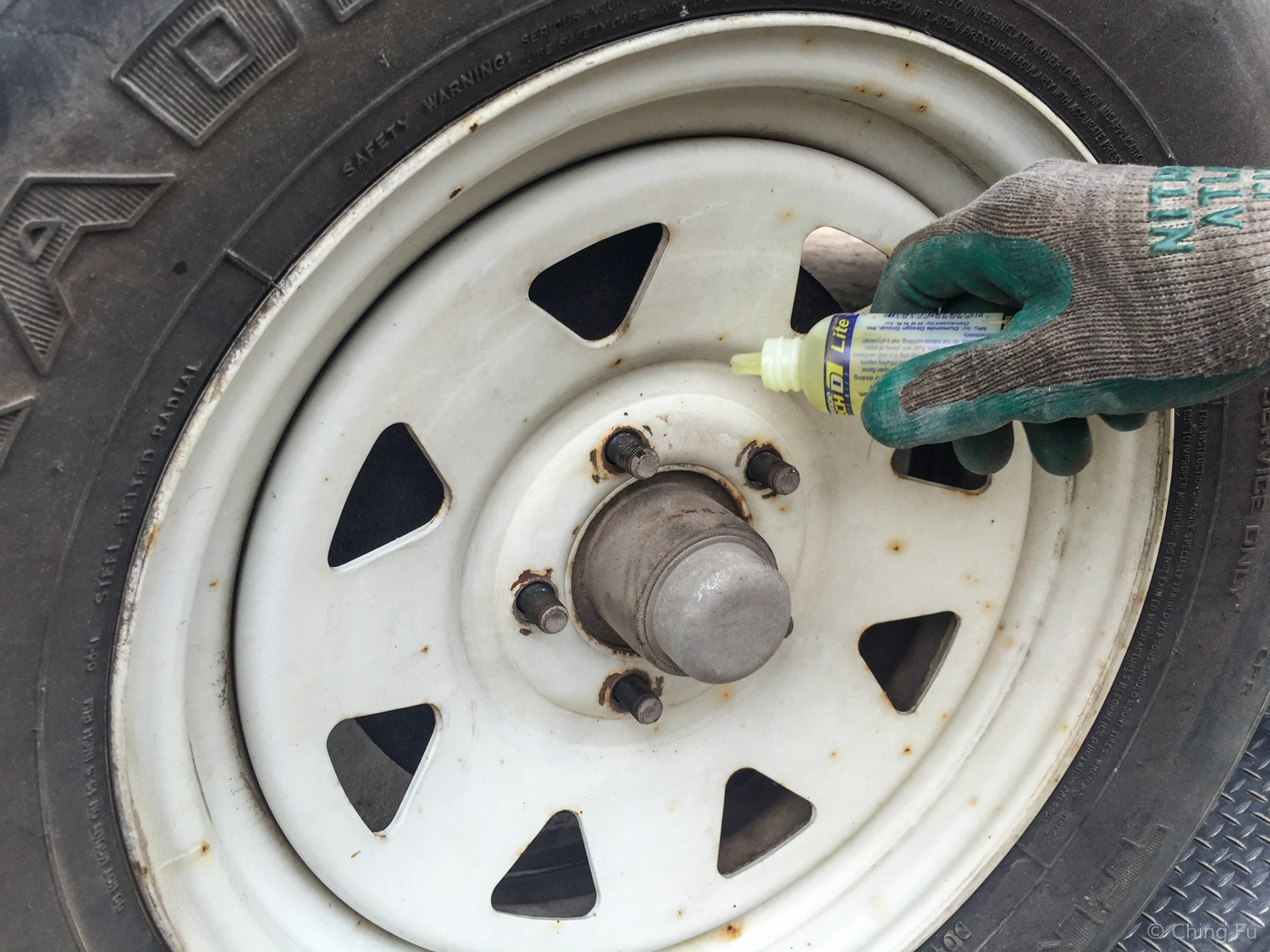 Step #10: Lube the studs before placing the lug nuts back on.