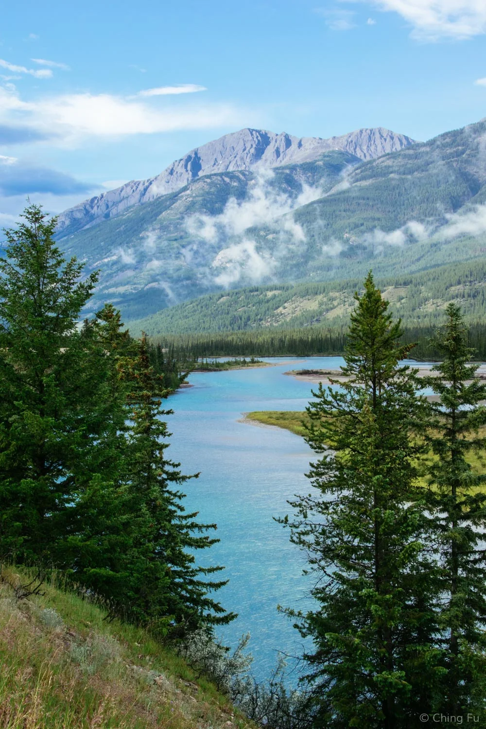This is the view of the Athabasca River from one of the pullouts, although not the one we stayed at.