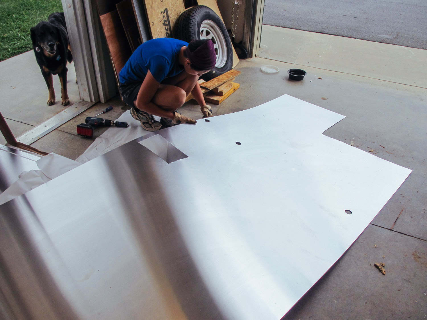  Pre-cutting the sheets for vent and wire holes. 