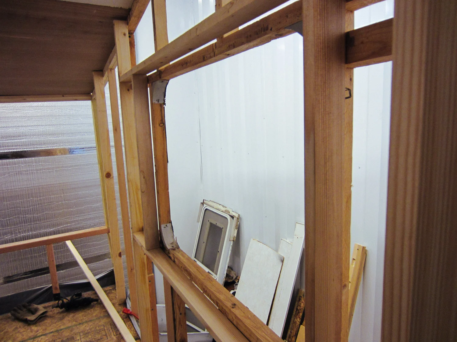 We also made the bedroom walls 2.5 inches thicker so it would be better insulated.