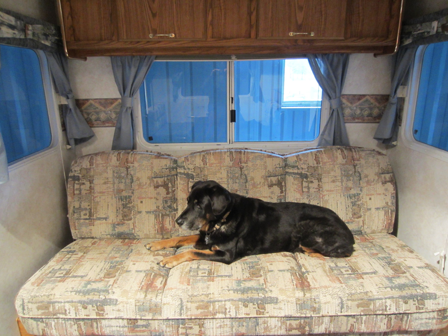  We kept the jack-knife couch, but had it reupholstered. 