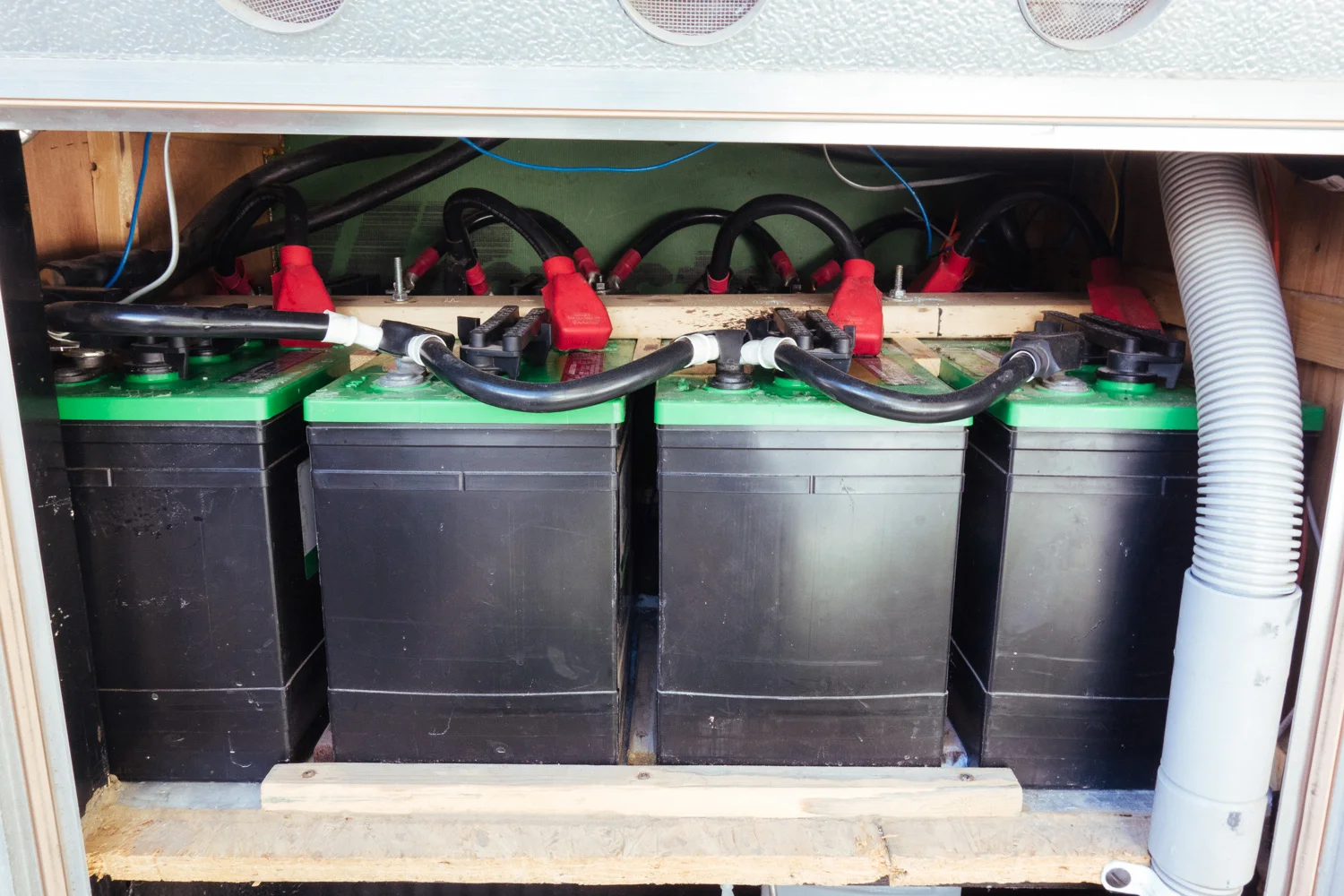Batteries installed and cabled.