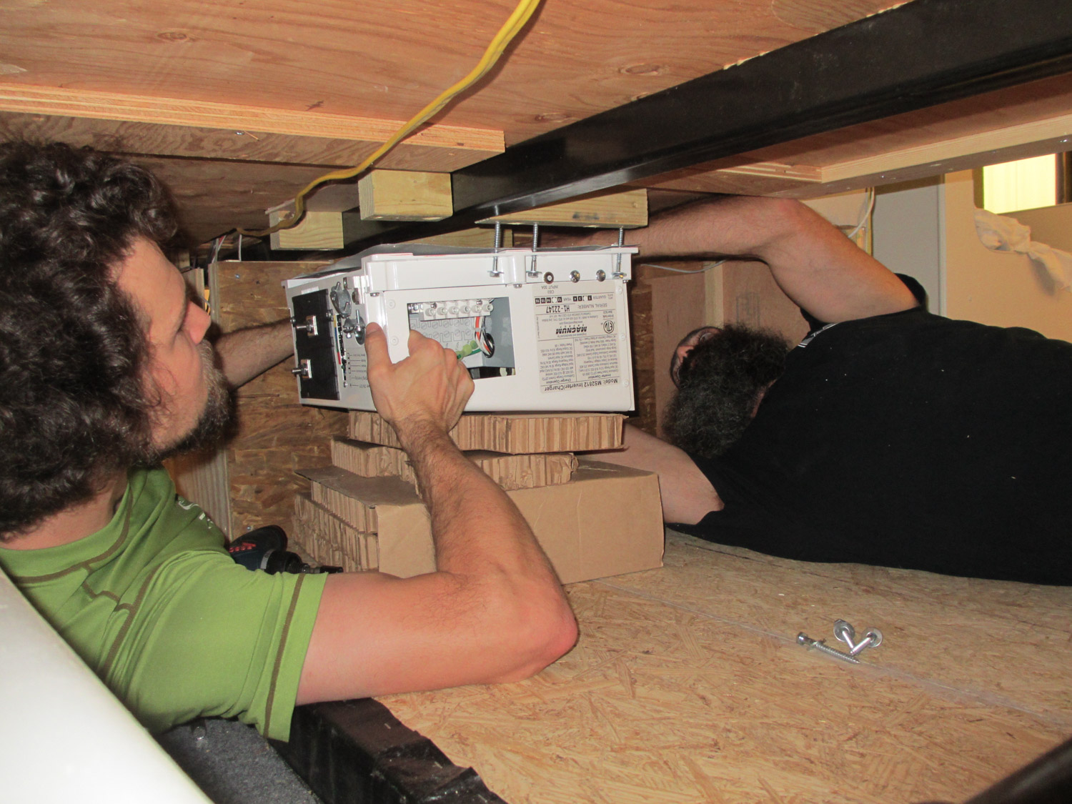  Installing the inverter in the basement was cramped and awkward. 