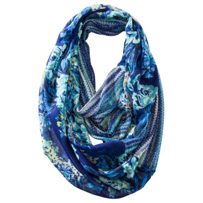Mossimo Supply Co. Floral/Stripe Infinity Scarf - Blue-$14.99