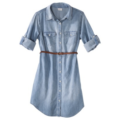 Merona® Women's Denim Belted Shirt Dress - Blue-$27.99
