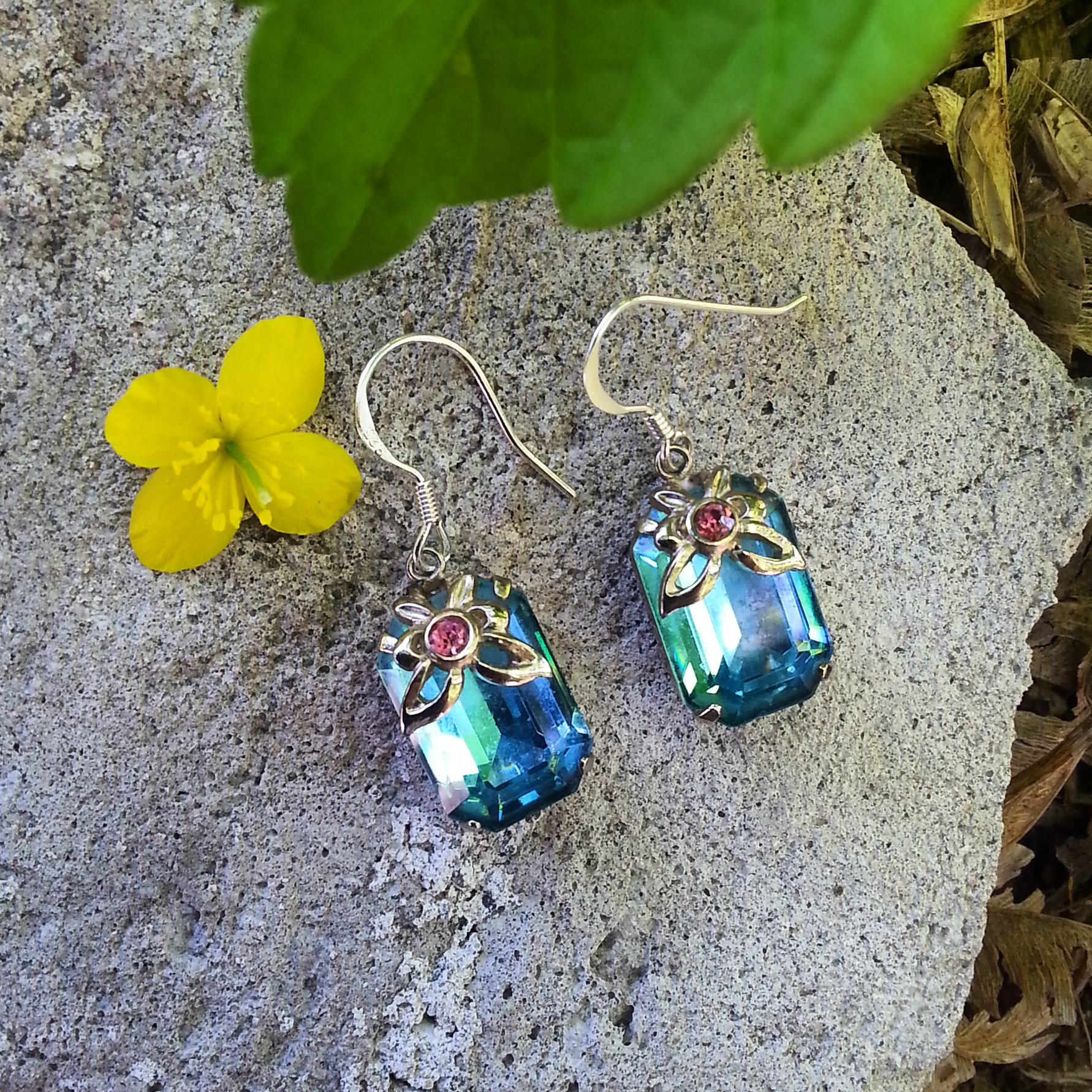 Pretty Rhinestone clip ons that I reincarnated into one of a kind earrings on sterling silver posts!