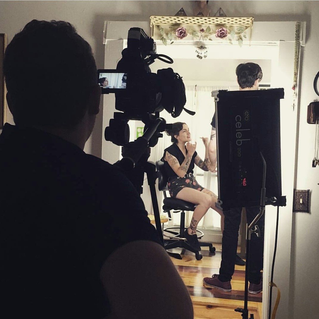 Filming in the studio on one of the hottest days so far this summer! photo by Sydney Urbanek