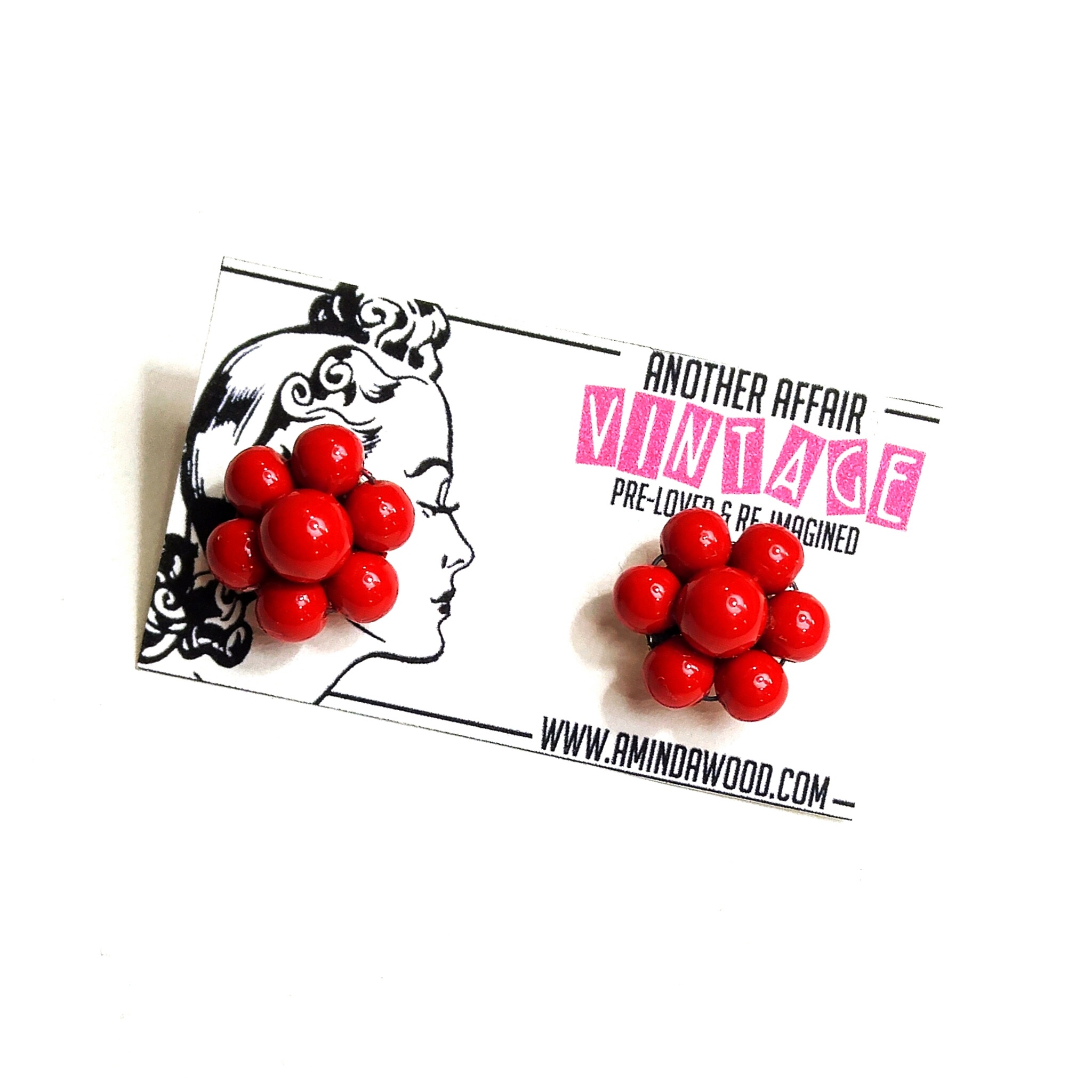Perfectly festive strung floral beaded earrings, converted from clip on to sterling silver posts