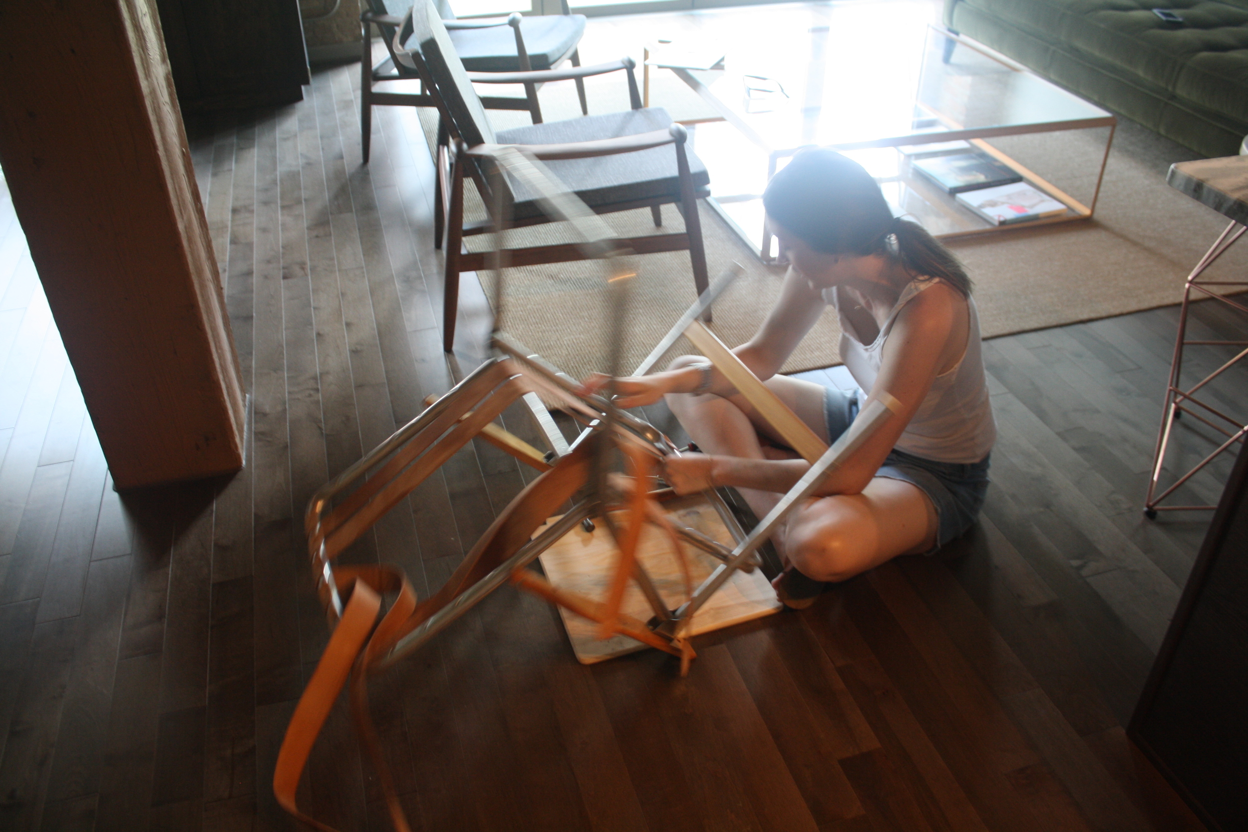 Assembly in process - attach the leather strips just like the fabric was attached before.