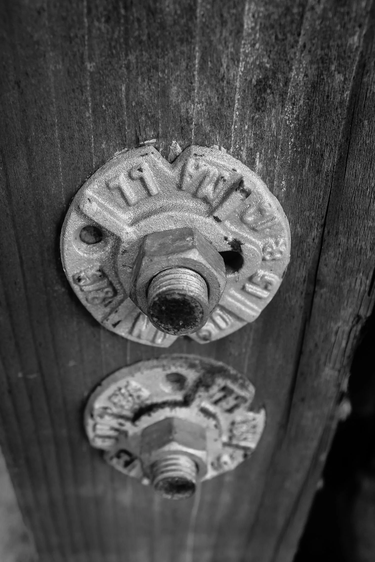 Bolts on the sign