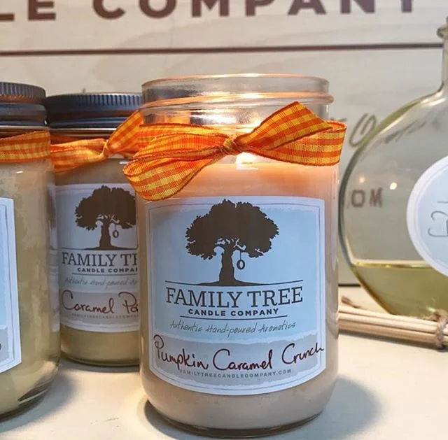 Pumpkin Caramel Spice is here, y'all! Come pick up your soy candle, hand poured in house at AlmaDiem by @familytreecandles company! #knoxrocks #almadiem #candles #shoplocal #artists