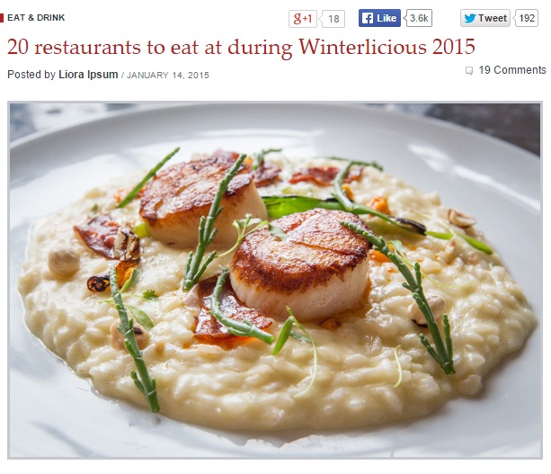 20 restaurants to eat at during Winterlicious 2015