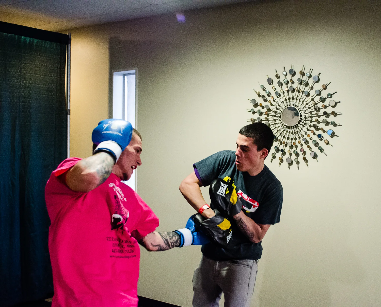 Vince Mosca and Ricky Foxwell warming up before the fight. -4/26/2014