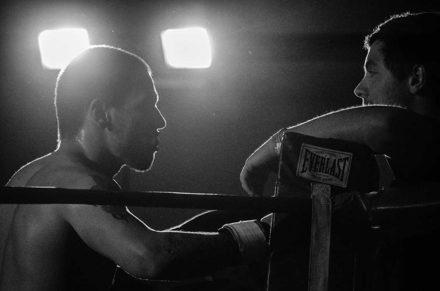 After the final round, Vince heads to his corner to as judges score the fight.