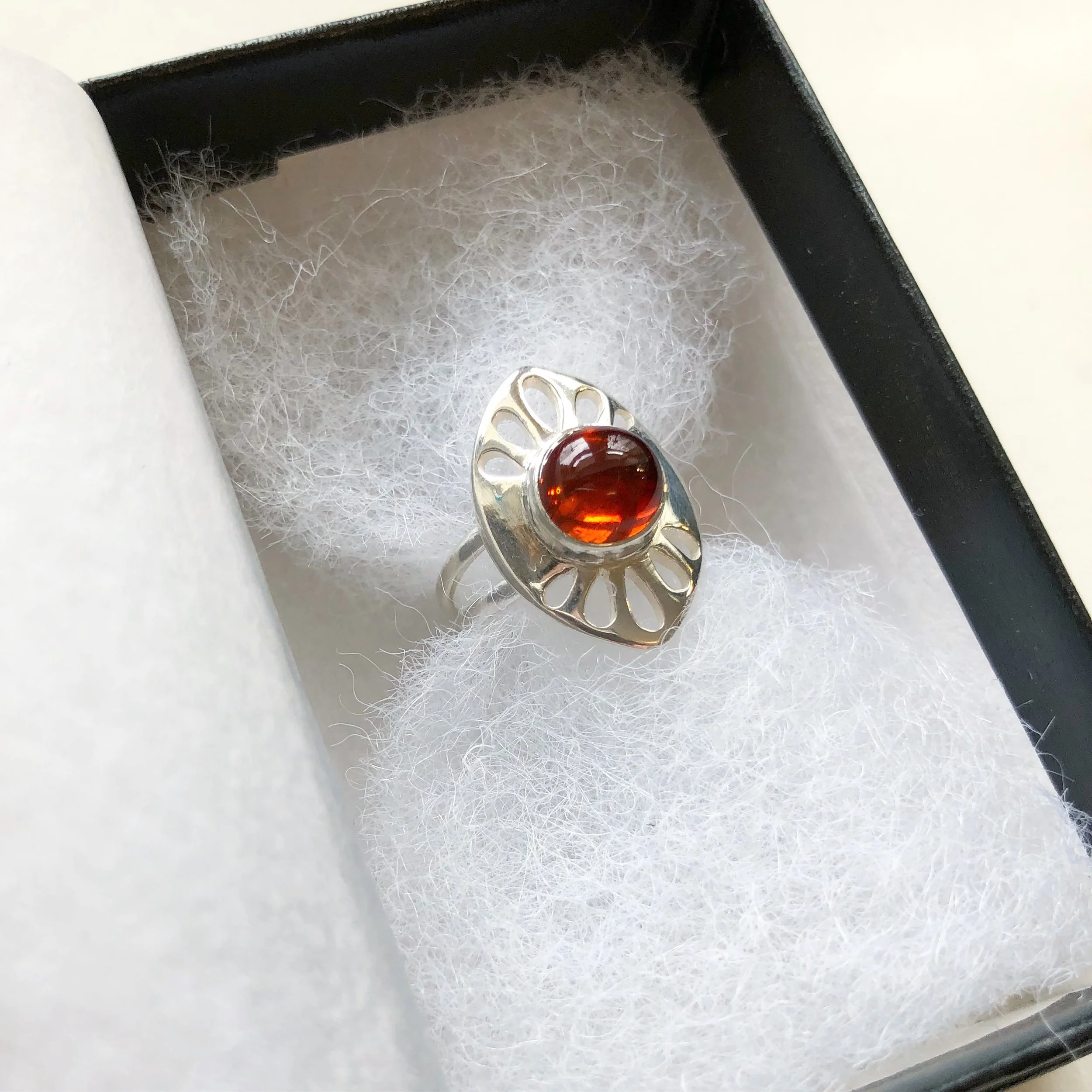  A modified Art Deco Ring for a very small ring size! Using a beautiful piece of rich orange citrine.  