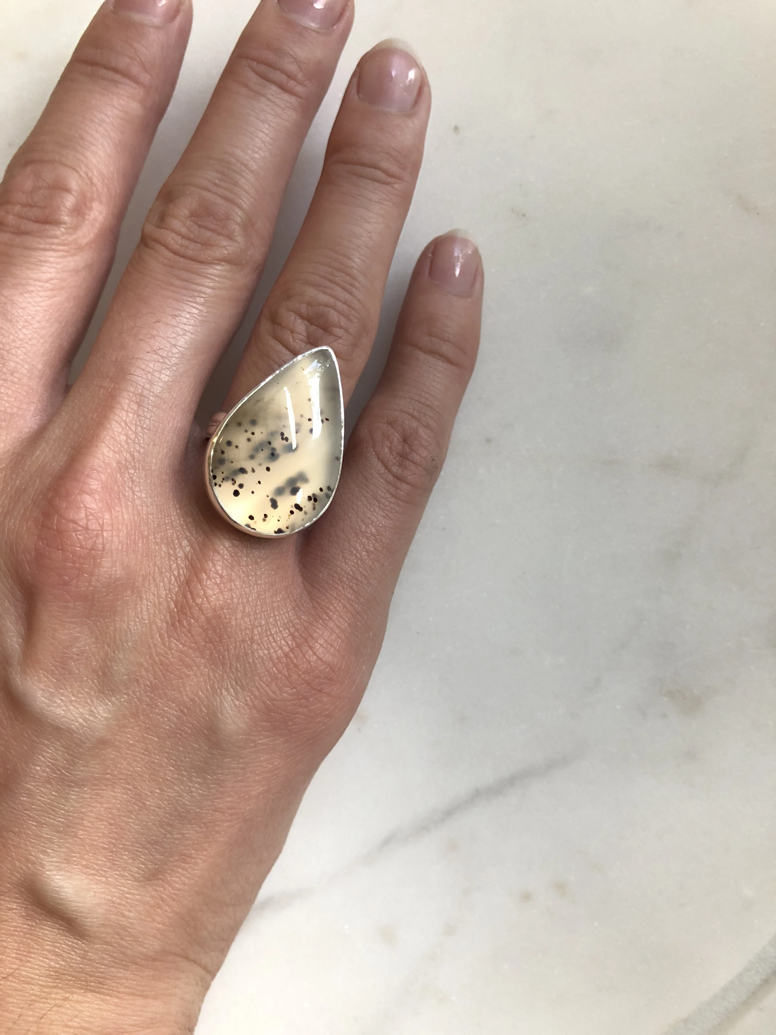  Montana Agate Teardrop Statement Ring 