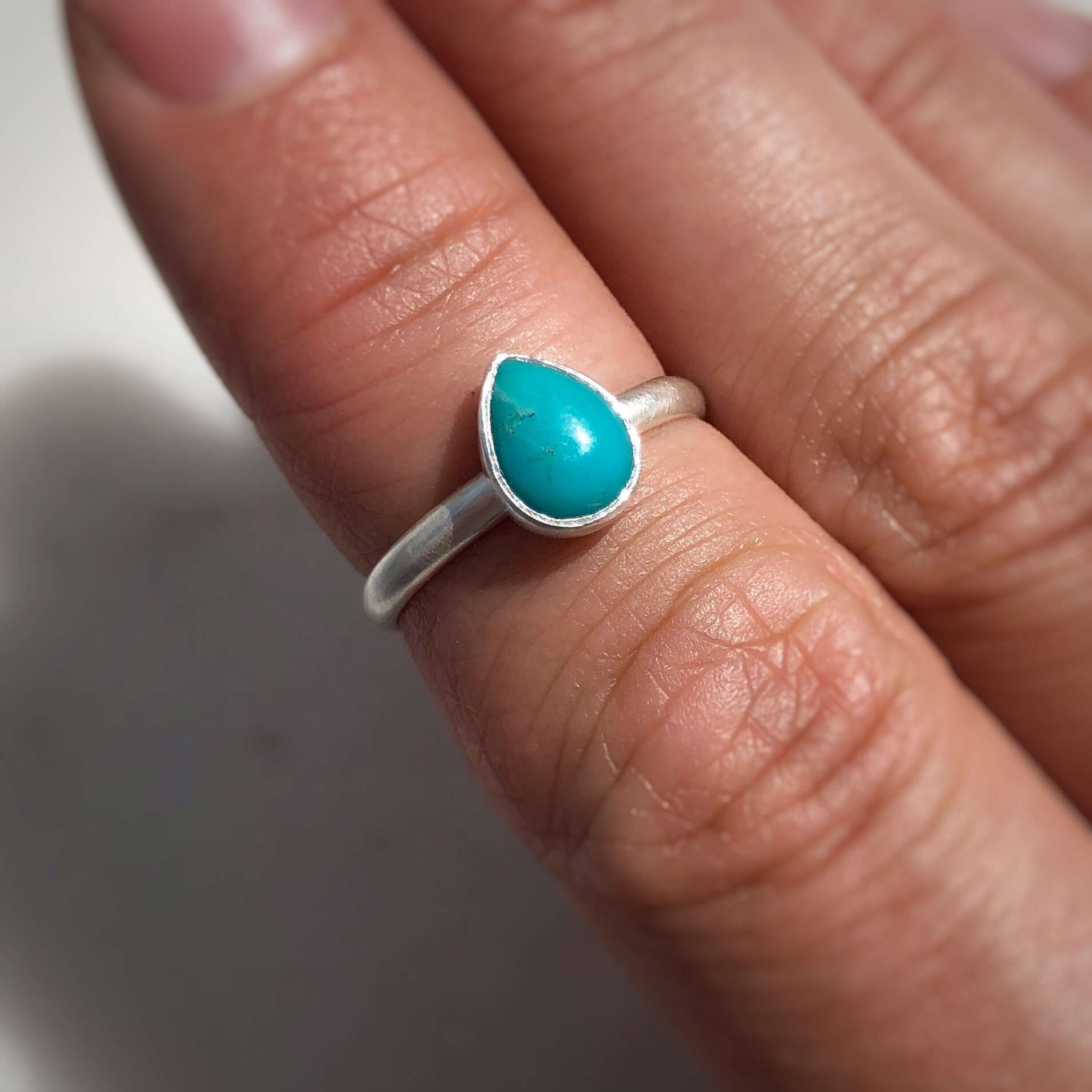 Sleeping Beauty Turquoise Teardrop Stacking Ring