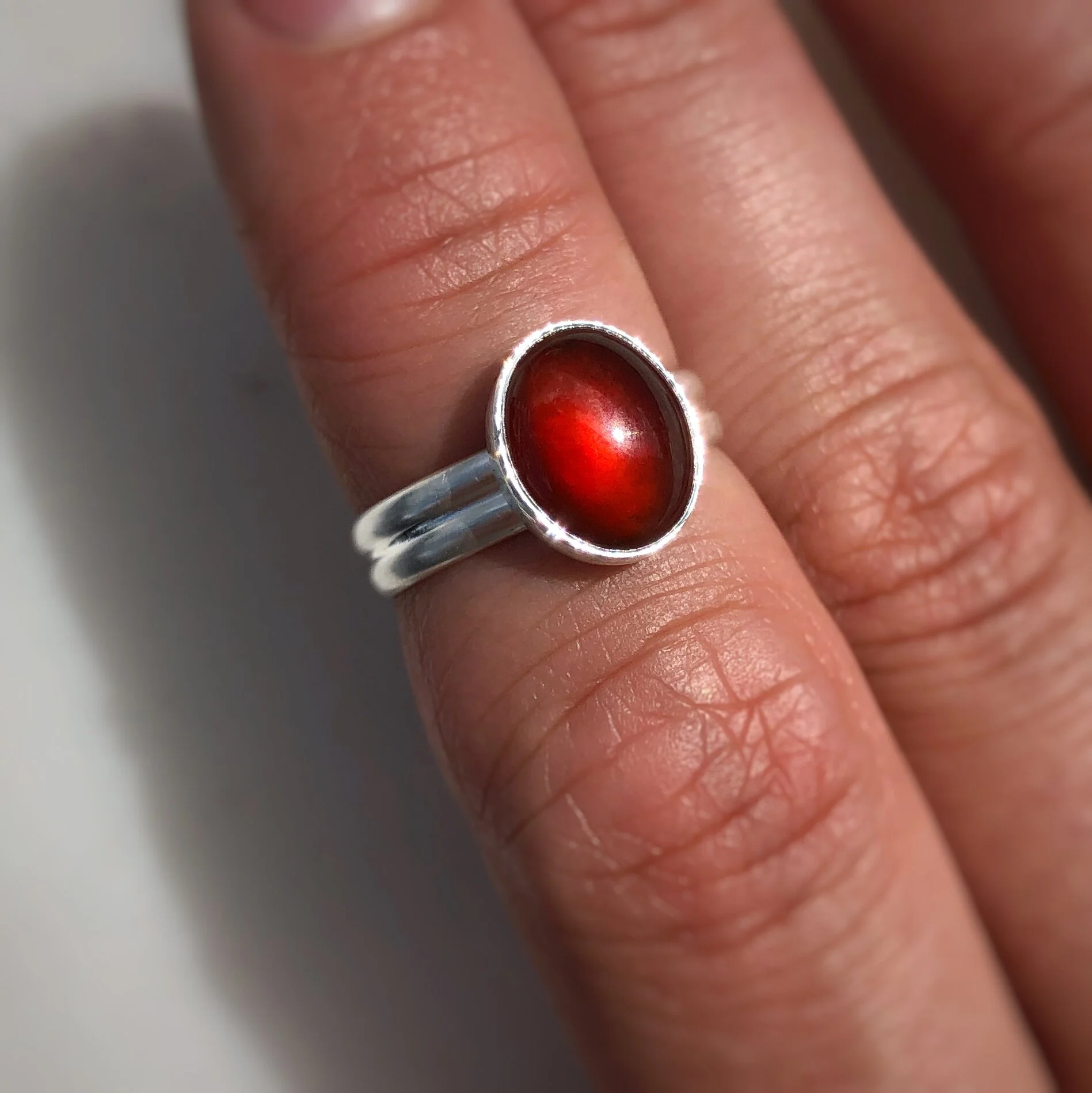 Garnet Double Band Stacking Ring