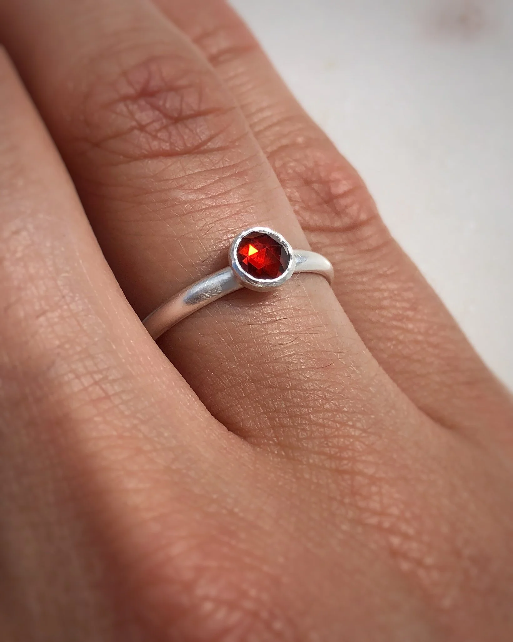 Rose Cut Garnet Stacking Ring