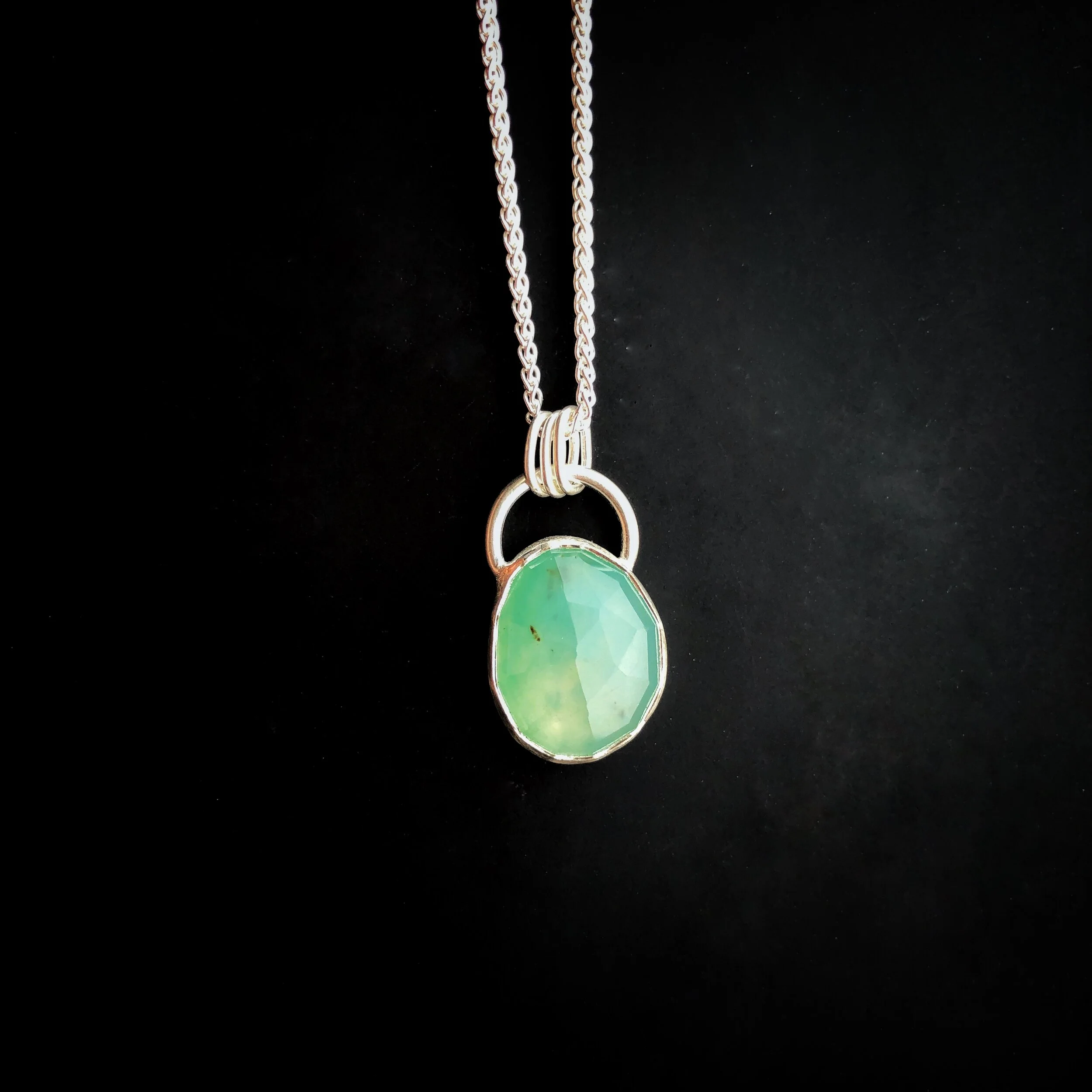 Rose Cut Aqua Chalcedony Pendant