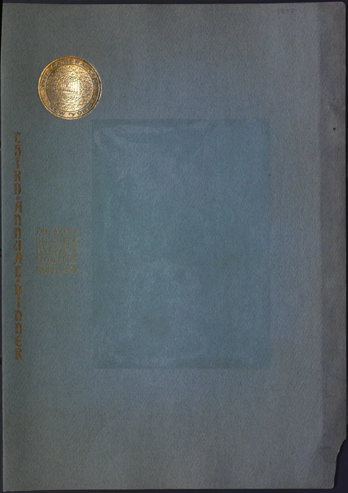 Camera Club of New York, Third Annual Dinner, 1899, front.*