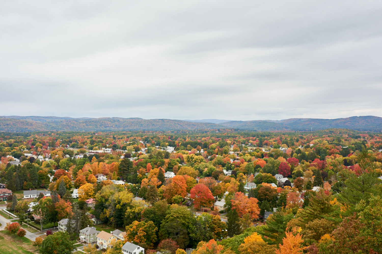  Fall colors over Greenfield, MA. © 2016 harlan erskine.