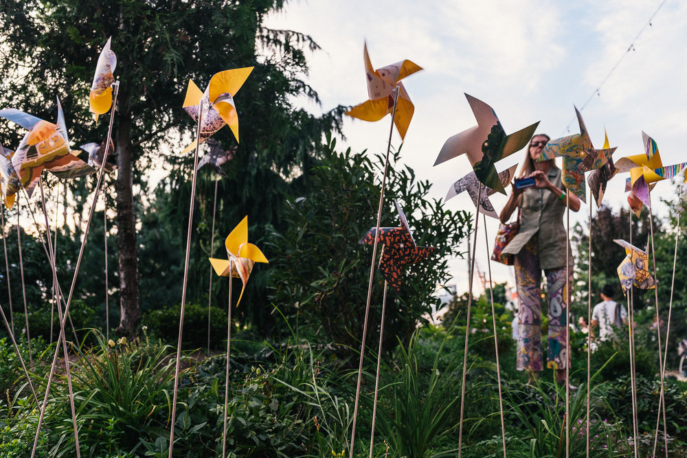  Pinwheels in the Garden of Pioneer Works.  #connectiveproject at Pioneer Works 