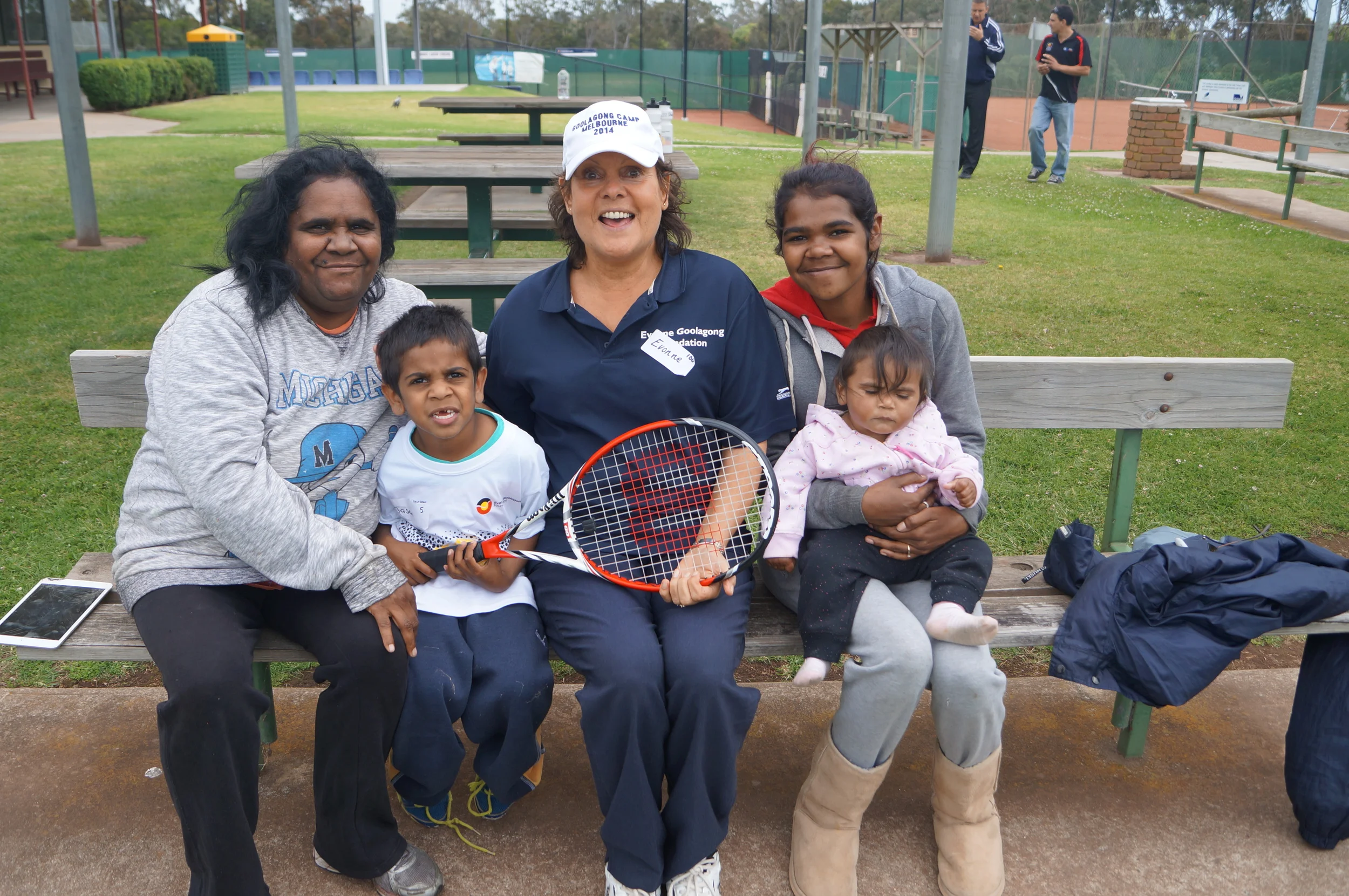 "Come and Try' are family days with of 3 generations of this family posing here with Evonne.