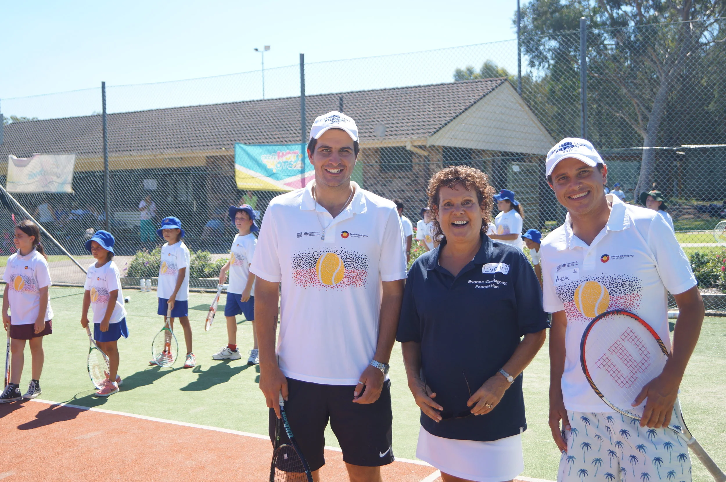Adam, Evonne and Anzac happy at work
