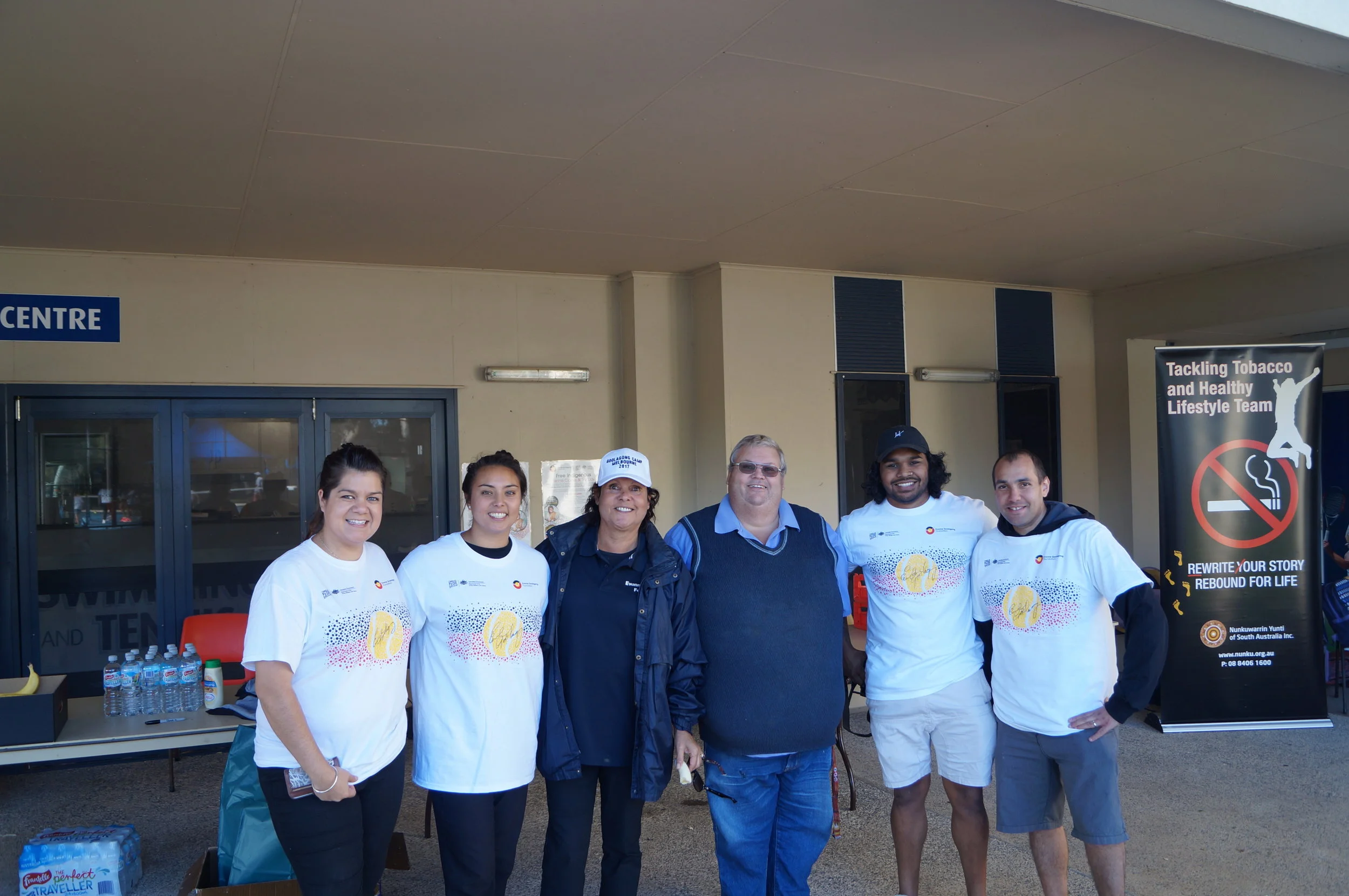 Thanks to our friends from the Aboriginal Health group Nunkuwarrin Yunti pictured here with Evonne. They provided  supplies for the kids and helped us serve our healthy lunch