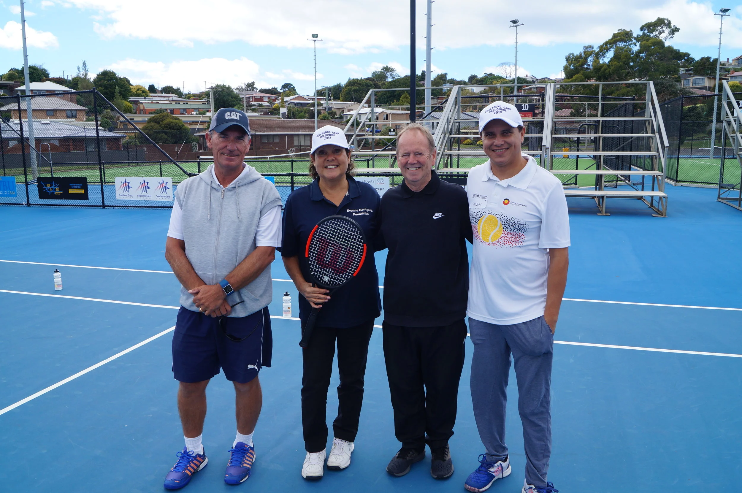 A big thank you to Danny Clarke, President Burnie Tennis pictured here with Evonne and Anzac for hosting the day. Head Pro Chris Chandler will again be coaching the Indigenous youngsters selected from the C&T Day. A second successful year for EG…