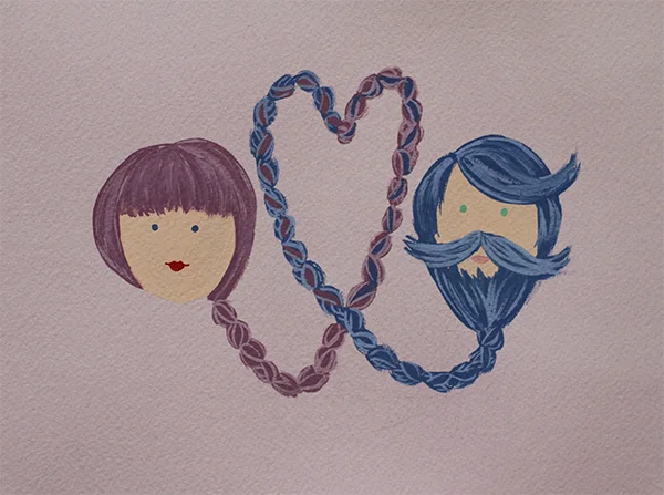 i'm pretty happy with this... i want the girl braid to bottom out where the guy beard braid bottoms out but that's about the only thing really bothering me here.