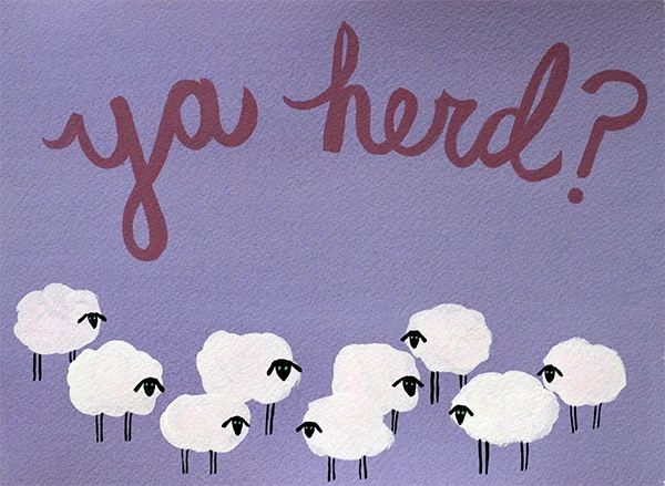 rev 2 - i think the sheep are cute <3 and i think it makes more sense to have a bunch of them, that's how i originally sketched it anyway! i'm like...somewhat happy with this...